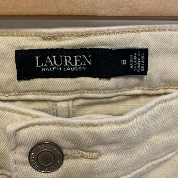 Lauren Ralph Lauren Tan Stretch Denim High Rise Straight Leg Jeans Size 18 - Picture 4 of 12